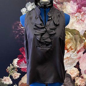 J. Crew Black Ruffle Sleeveless Top